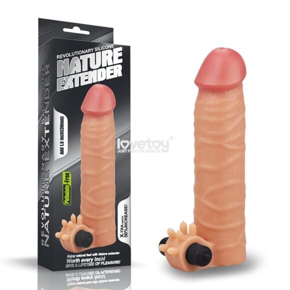 Funda para pene vibradora NatureExtender +3cm LOVETOY LV414100F