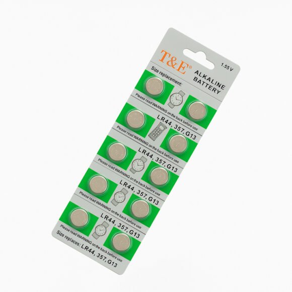 Pack de 10 Baterías Alcalinas T&E LR44 / 357 / G13 – 1.55V